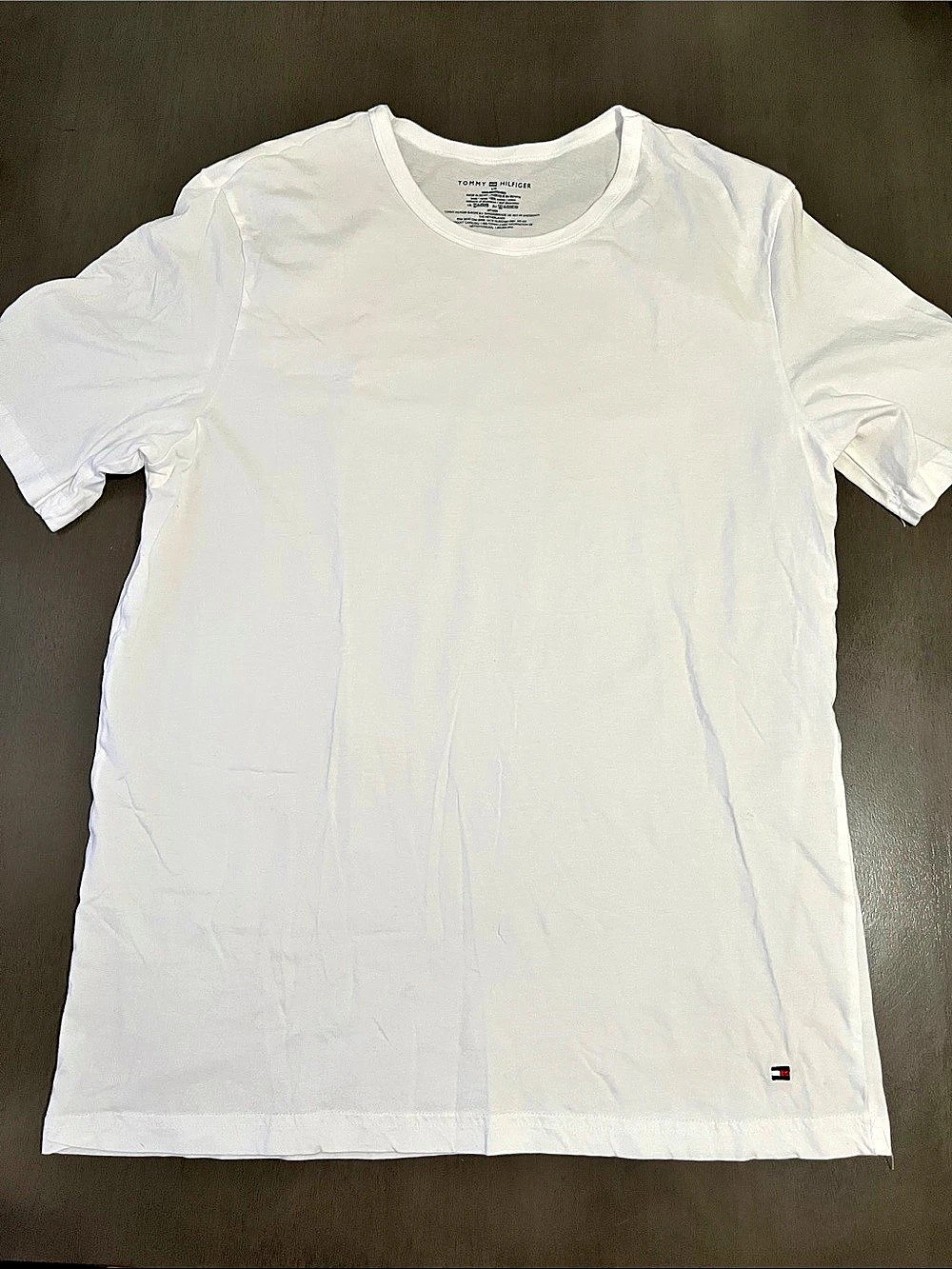 Tommy Hilfiger Classic Fit Flag Logo Crew Neck T-Shirt White Large Men’s